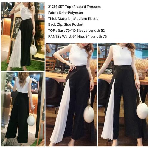 Jual SET Top+Pleated Trousers -21954 