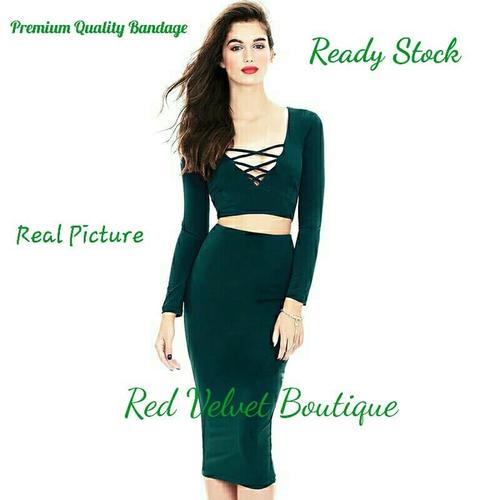 Jual Dark Green Tali Tali Two Piece 