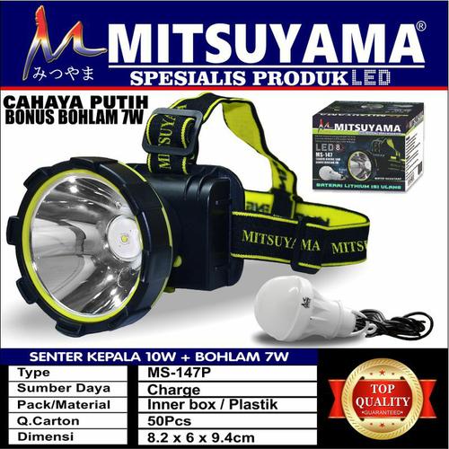 Foto Produk Senter Kepala Headlamp LED Cahaya Putih 10 W Bohlam Mitsuyama MS-147P dari Mega Shop2016