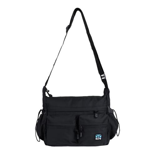 Foto Produk Elfs Tas Selempang Besar 2 Kantong Kanvas - Hitam dari elfs shop manfashion