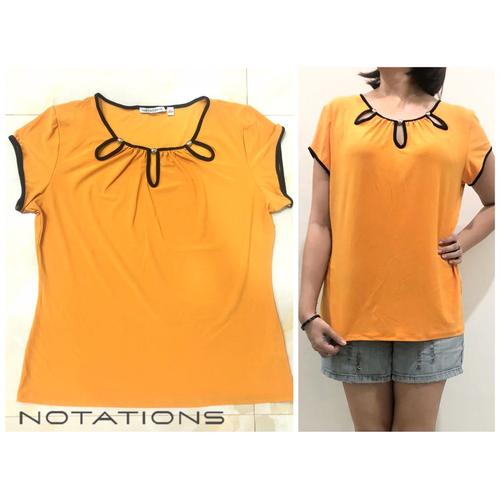 Foto Produk BBJ01571 Notations Yellow Keyhole Blouse Kuning Baju Kuning Mustard dari Baju Branded Jakarta