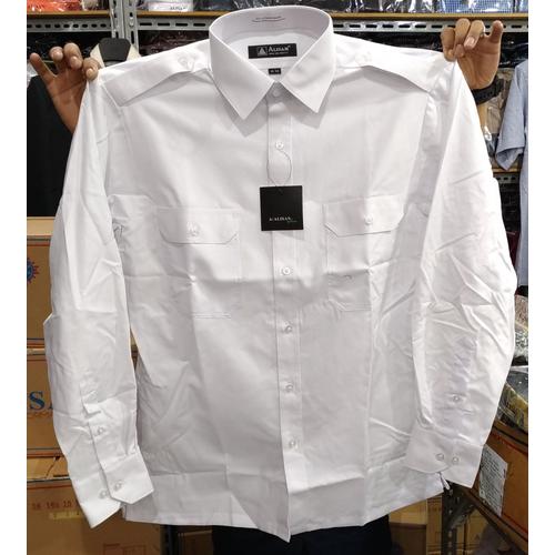 Foto Produk Kemeja Pilot Pria Alisan Panjang Reguler Dinas Lapangan Kantong 2 XXL - Putih, Xxxxl dari Mega Hero Shirts