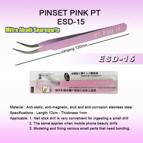 Foto Produk Pinset/Tweezer Bengkok Pink PT ESD-15 120mm 12 cm dari Mitra Abadi Spareparts