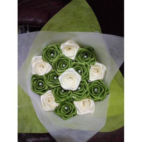 Foto Produk buket bunga satin handmade mawar mini hadiah wisuda ultah valentine dari putria-