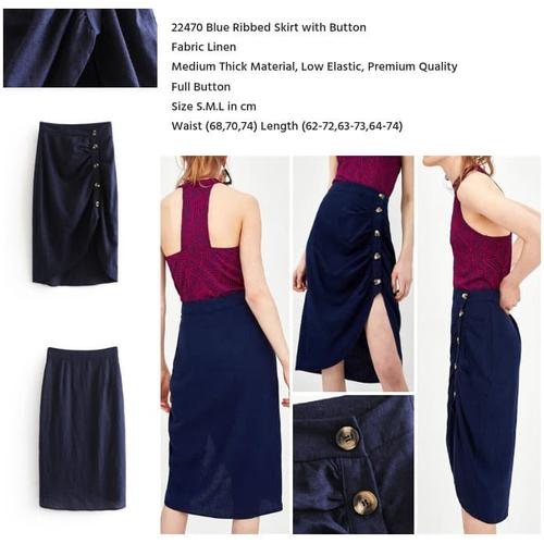 ribbed button skirt