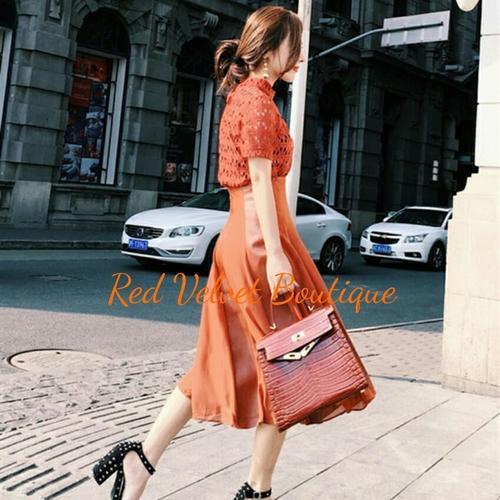 Jual Orange Leather Chiffon Lace 