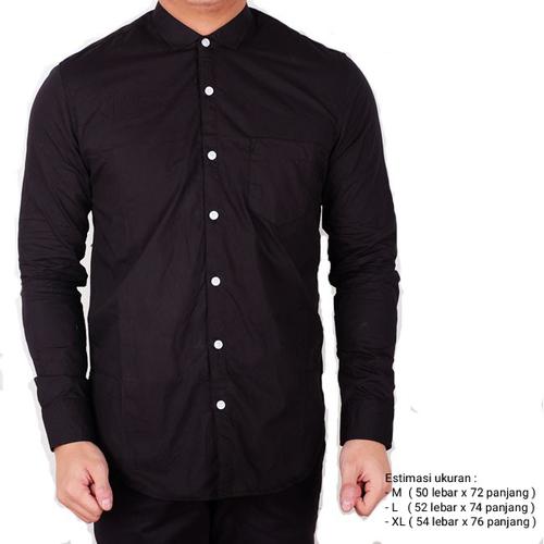 Jual Kemeja Hitam Lengan Panjang Polos Slimfit Baju Pria Kancing Putih Kab Kebumen Gencha Storage Tokopedia