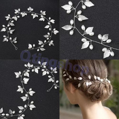 Foto Produk Hairpiece hiasan aksesoris rambut pesta model daun silver dari QTINGSHOP