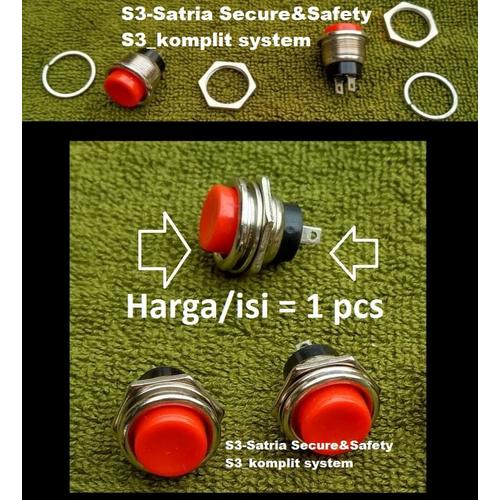 Foto Produk Tombol Besar Bulat merah Push On momentary push button switch saklar dari S3-Satria Secure&Safety