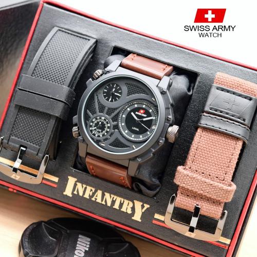 Foto Produk JAM TANGAN PRIA SWISS ARMY INFANTRY TRIPLE TIME FREE STRAP MURAH dari waw03