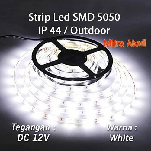 Foto Produk LED Strip SMD 5050 Putih/White 6500K DC 12V IP44 WATERPROOF dari Toko Mitra Abadi