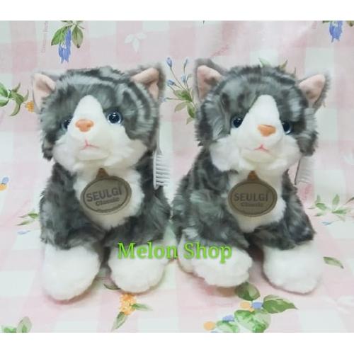 Gambar Boneka Kucing Duduk Bulu Import Halus Abu-abu / Kuning Dengan Sisir dari melonshops Jakarta Barat Tokopedia