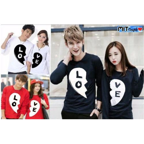 Foto Produk kaos couple black love lengan panjang - baju pasangan dari Grosir Baju Couple :)