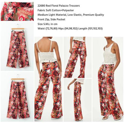 22680 - Red Floral Palazzo Trousers 