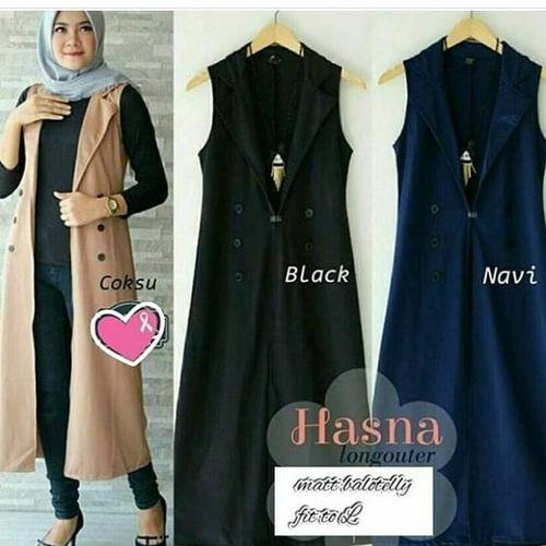 Foto Produk Hasna long outer / pakaian wanita / vest terbaru / cardigan / rompi dari Senshi group store bdg