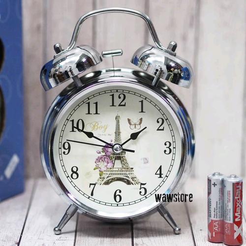 Foto Produk KADO SOUVENIR JAM WEAKER BEKER WEKER VINTAGE PARIS CLASSIC LAMPU KAMAR dari waw03
