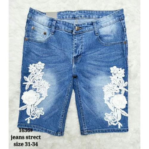 Foto Produk Mj-1636 jeans bunga 3/4 dari Bless-Shopp
