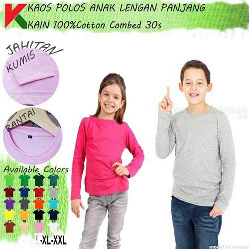 Foto Produk KAOS ANAK LENGAN PANJANG PREMIUM POLOS USIA 9-12 TAHUN dari KONVEKSI KAOS POLOS