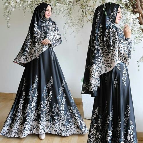Foto Produk Baju Muslim wanita Gamis Syari Bergo Maxmara Risana - Hitam dari My Grosir Baju