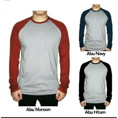 Foto Produk Kaos Raglan Pria / Kaos Polos Lengan Panjang / Kaos Pria - Hitam, L dari kayu shop