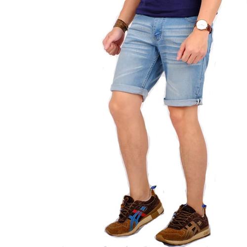Foto Produk celana pendek jeans pria / short skinny jeans pria white stich - Biru Muda, 33 dari Brotherholicstore