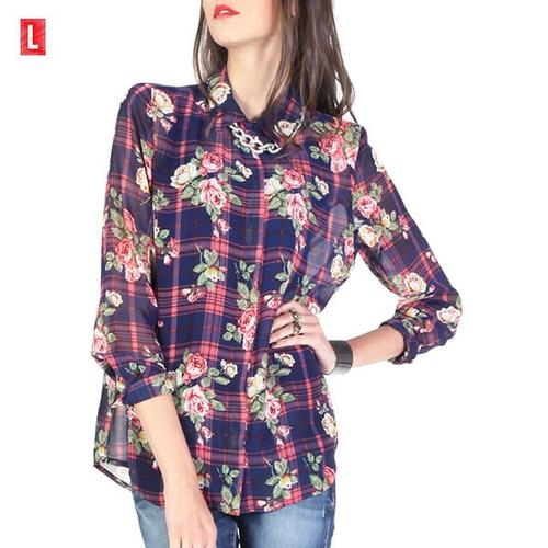 Foto Produk LOGO JEANS-KEMEJA LENGAN PANJANG LADY ROSE NAVY PINK (24421L8NK) - Navy, M dari Logo Jeans