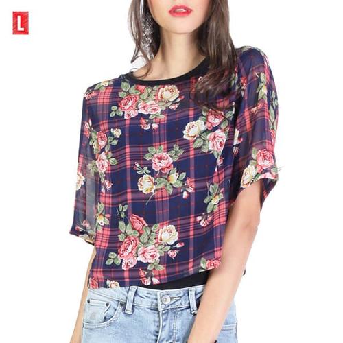 Foto Produk LOGO JEANS - KEMEJA LENGAN 3/4 REGATE ROSE NAVY RED (23424L8NE) - Navy, S dari Logo Jeans