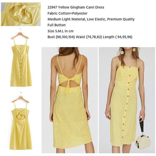 Jual Yellow Gingham Cami Dress (size S 