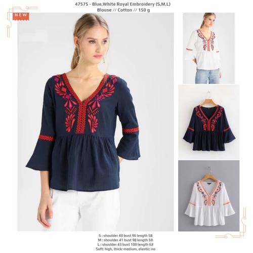 Jual White,Blue Royal Embroidery (S,M,L 
