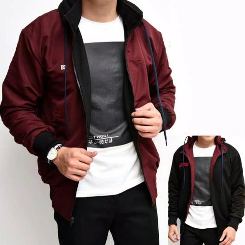 Foto Produk Jaket Motor Pria Wanita 2 in 1 Bolak Balik / Jaket Distro Musim Hujan - Biru Navy dari Uppala Shop