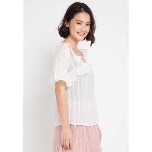 Jual Mineola Petite Ruffle Front Blouse 