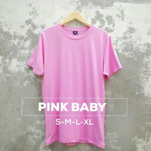 Foto Produk KAOS POLOS COTTON COMBED 30s WARNA PINK BABY Size S M L XL dari NR_Sport Jersey Murah