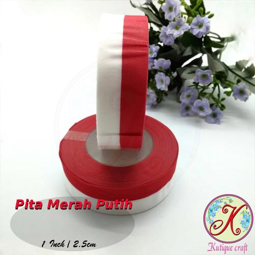 Foto Produk Pita Merah Putih 1 Inch / 2,5 cm per roll dari Kutique Craft