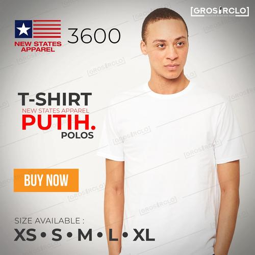 Foto Produk Kaos Polos NEW STATES APPAREL (NSA) 3600 ORIGINAL WHITE S M L XL dari Grosir clo