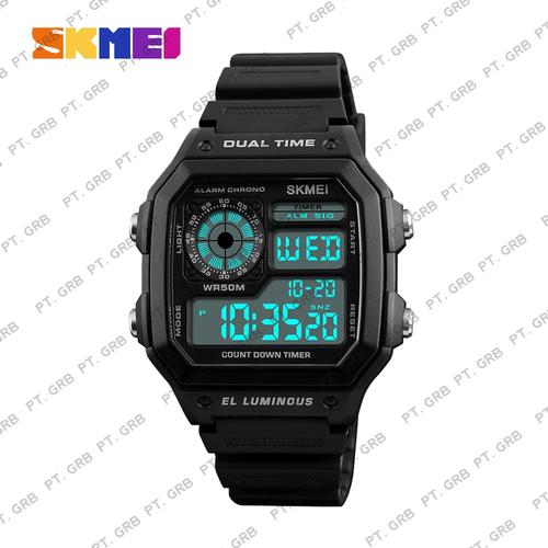 Gambar Jam Tangan Pria Digital SKMEI 1299 Black Water Resistant 50M dari SKMEI OFFICIAL STORE Kab. Tangerang Tokopedia