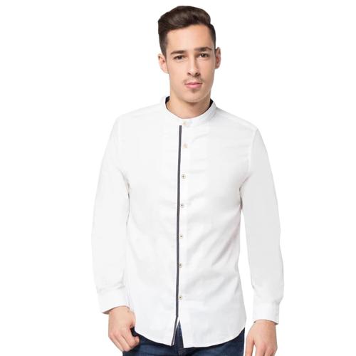 Foto Produk VM Kemeja Koko muslim Krah shanghai putih slimfit panjang -Dolby klep - Putih, M dari VM VanMarvell