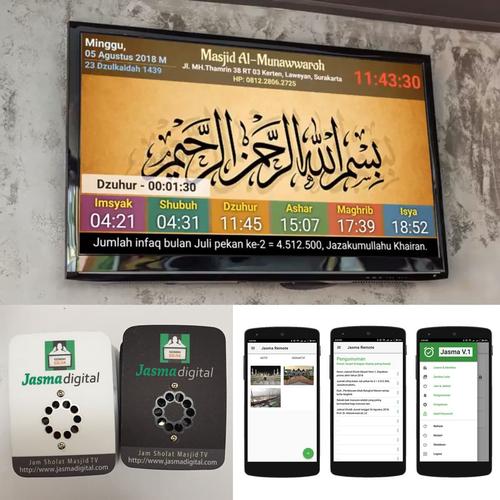 Gambar Jam Masjid TV LED / Jadwal Sholat Iqomah dengan android wifi dari Jasma Digital undefined Tokopedia