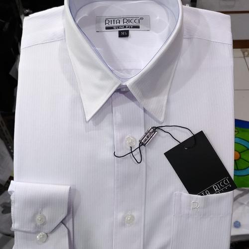 Foto Produk Kemeja Pria RITA RICCI Panjang Slimfit Putih Dobby Salur Harringbond - Putih, S dari Mega Hero Shirts