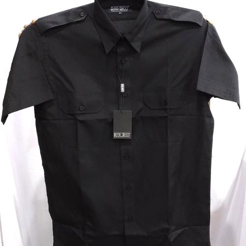 Foto Produk Kemeja Pria Pilot Rita Ricci Hitam Pendek Kantong Dua Pangkat Oxford - Hitam, S dari Mega Hero Shirts