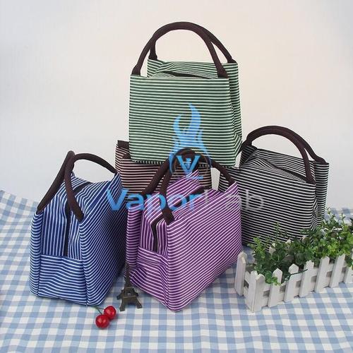 Foto Produk 003 insulated lunch bag cooler bag tas bekal kotak makan rantang garis - A. COKLAT TUA dari VAPOR LAB