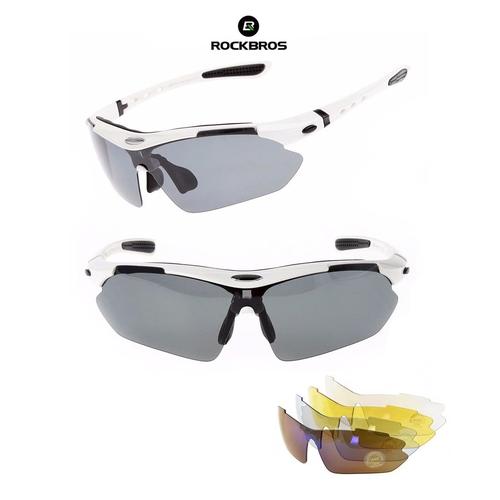 Foto Produk ROCKBROS Polarized Sports Sunglasses 5 lens - kacamata Sepeda WHITE dari Rockbros Indonesia