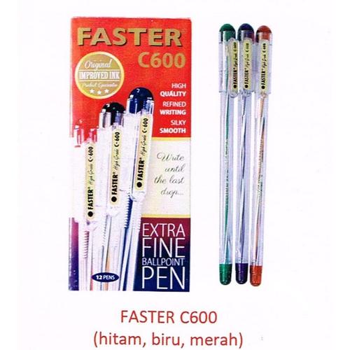 Foto Produk FASTER PEN PULPEN C600 EXTRA FINE 1 KOTAK 1 LUSIN BALLPOINT BOLPEN - Hitam dari Sazanami Tape