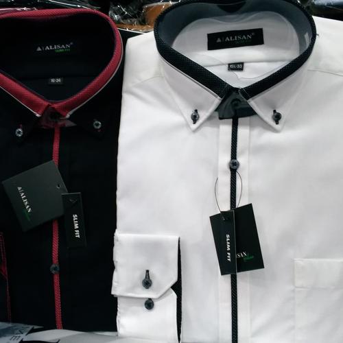 Foto Produk Kemeja Alisan Polos Kombinasi Lengan Panjang Slim fit. Size 14.5 - 16 dari Resti muthia
