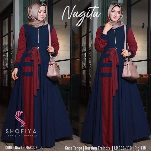 Foto Produk Baju Gamis Syari Balotelli Wanita Muslim Terbaru Nagita Dress Termurah dari hijabafwa
