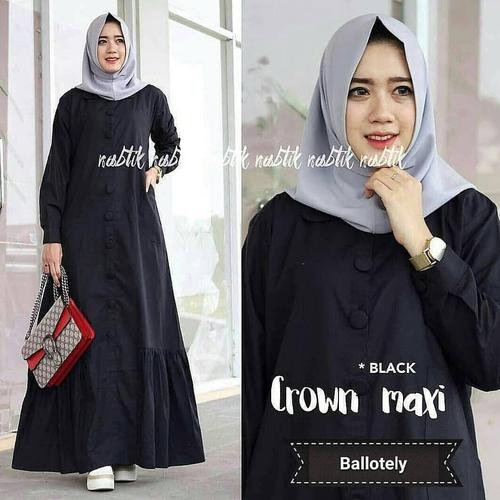 Foto Produk Baju Gamis Polos Balotelli Terbaru Crown Dress Maxi Termurah dari hijabafwa