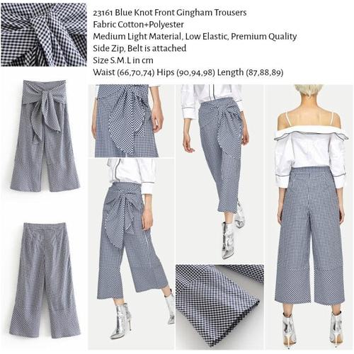 Jual Blue Knot Front Gingham Trousers 