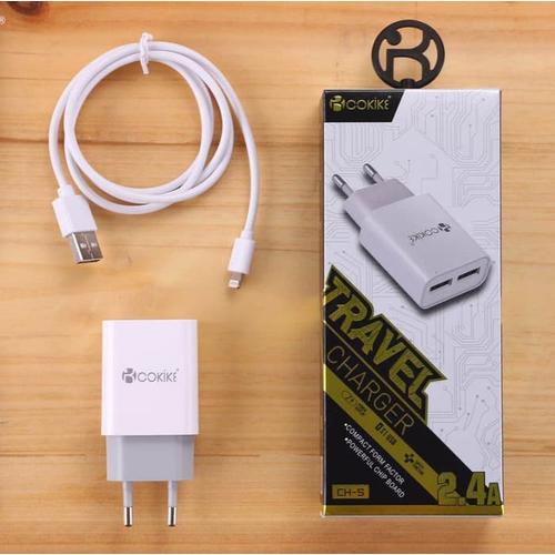 Foto Produk Adaptor Charger travel Charger Smart Dual USB Port 2.4A COKIKE CH-5 dari Mix acc88