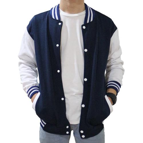 Foto Produk JAKET POLOS BASEBALL NAVY PUTIH ! SWEATER PRIA WANITA MURAH VARSITY - Navy, M dari JAKARTA SPORTS