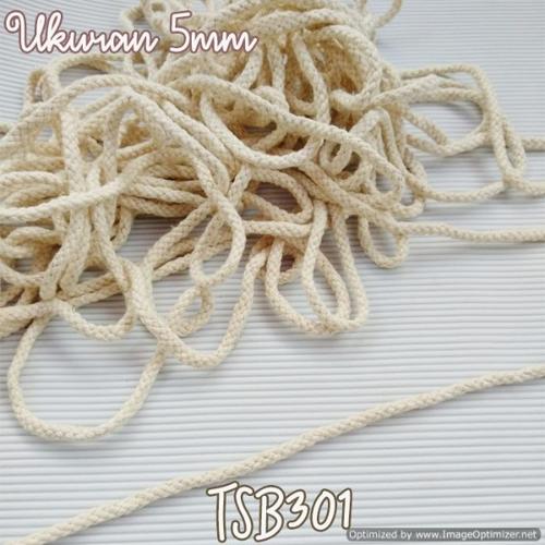 Foto Produk TSB301 (Per meter) Tali Sumbu / Tali Kepang Katun Cream 5mm dari Toko Kain Flanel dot com