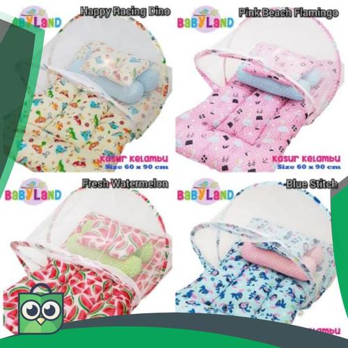 Foto Produk Kasur Kelambu Bayi Set Bantal Guling Babyland / Kasur Lipat Kelambu dari Anggis Shop.ID